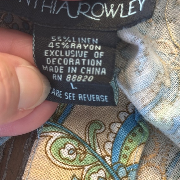 Cynthia Rowley Paisley Floral Linen/Cotton Blend Women's Size Large - Picture 8 of 10